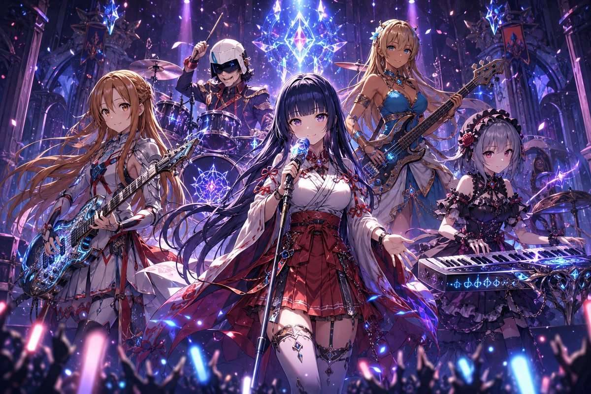 Anime Fantasy Rock Band Fusion AI image template preview