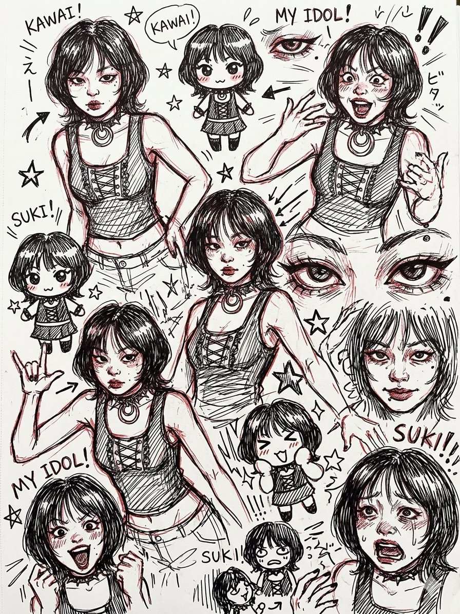 Gothic Anime Sketchbook Collage example 3