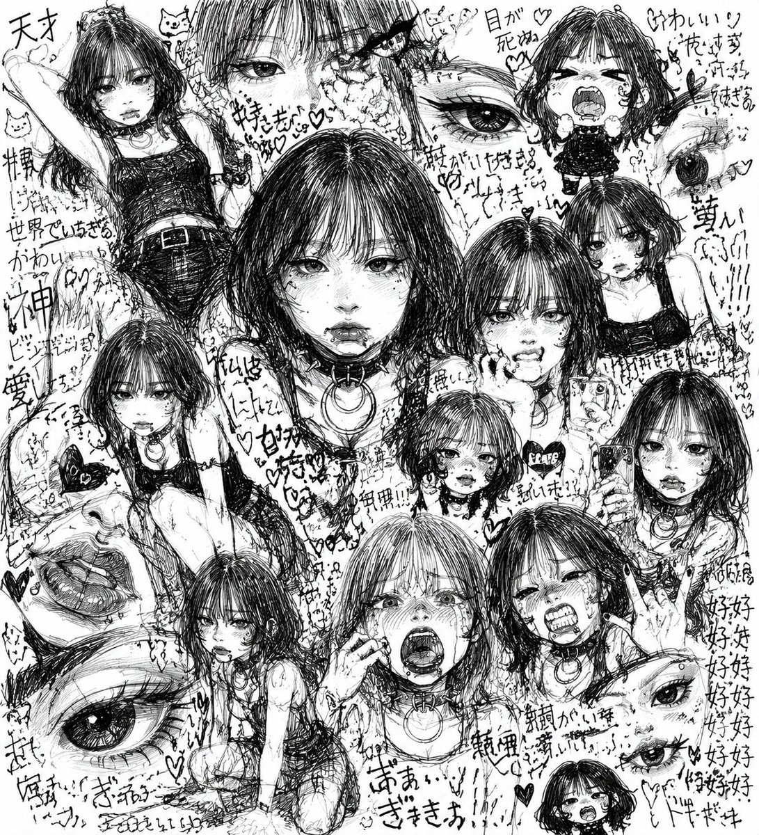 Gothic Anime Sketchbook Collage example 2