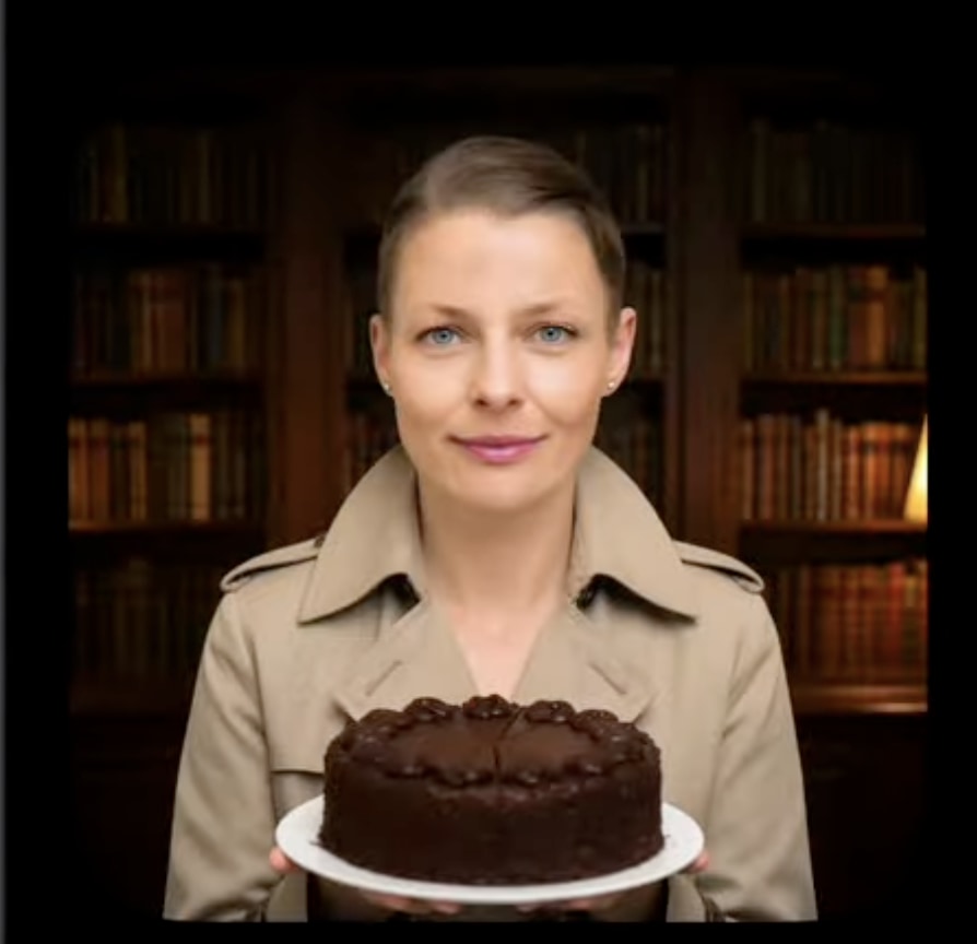 Faceless Man Holding Chocolate Cake AI image template preview