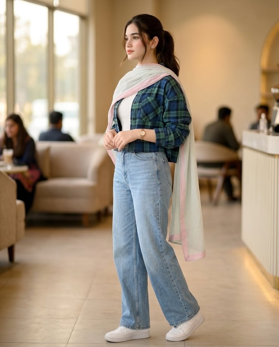 Pakistani Café Fashion Portrait AI image template preview