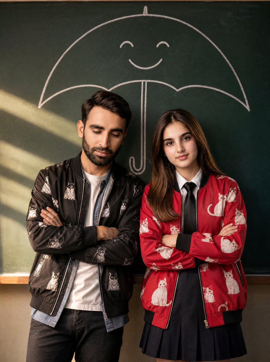 Korean Drama Style Classroom Portrait AI image template preview