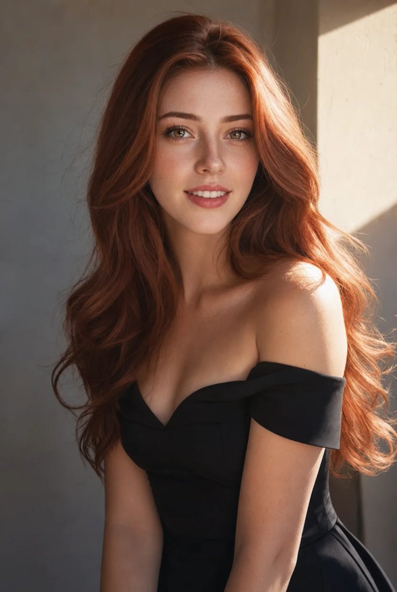 Realistic Redhead Portrait in Window Light AI image template preview