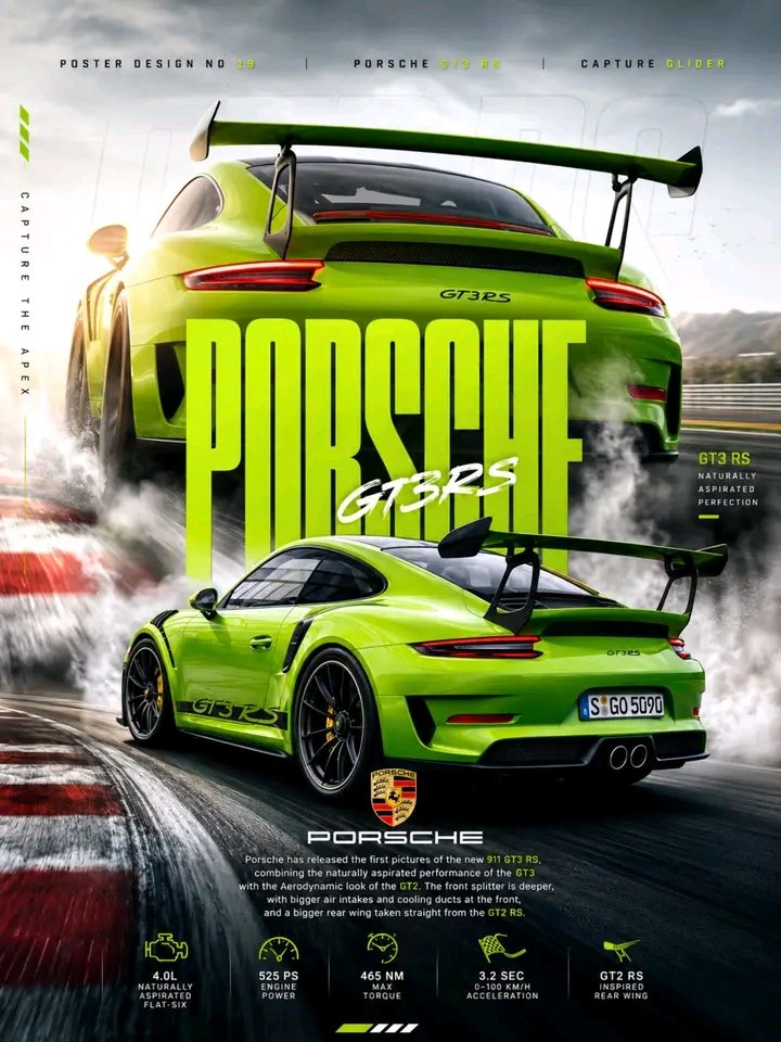 Porsche 911 GT3 RS Motorsport Poster AI image template preview
