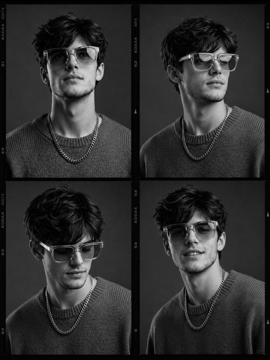 Fashion Casting Monochrome Contact Sheet AI image template preview