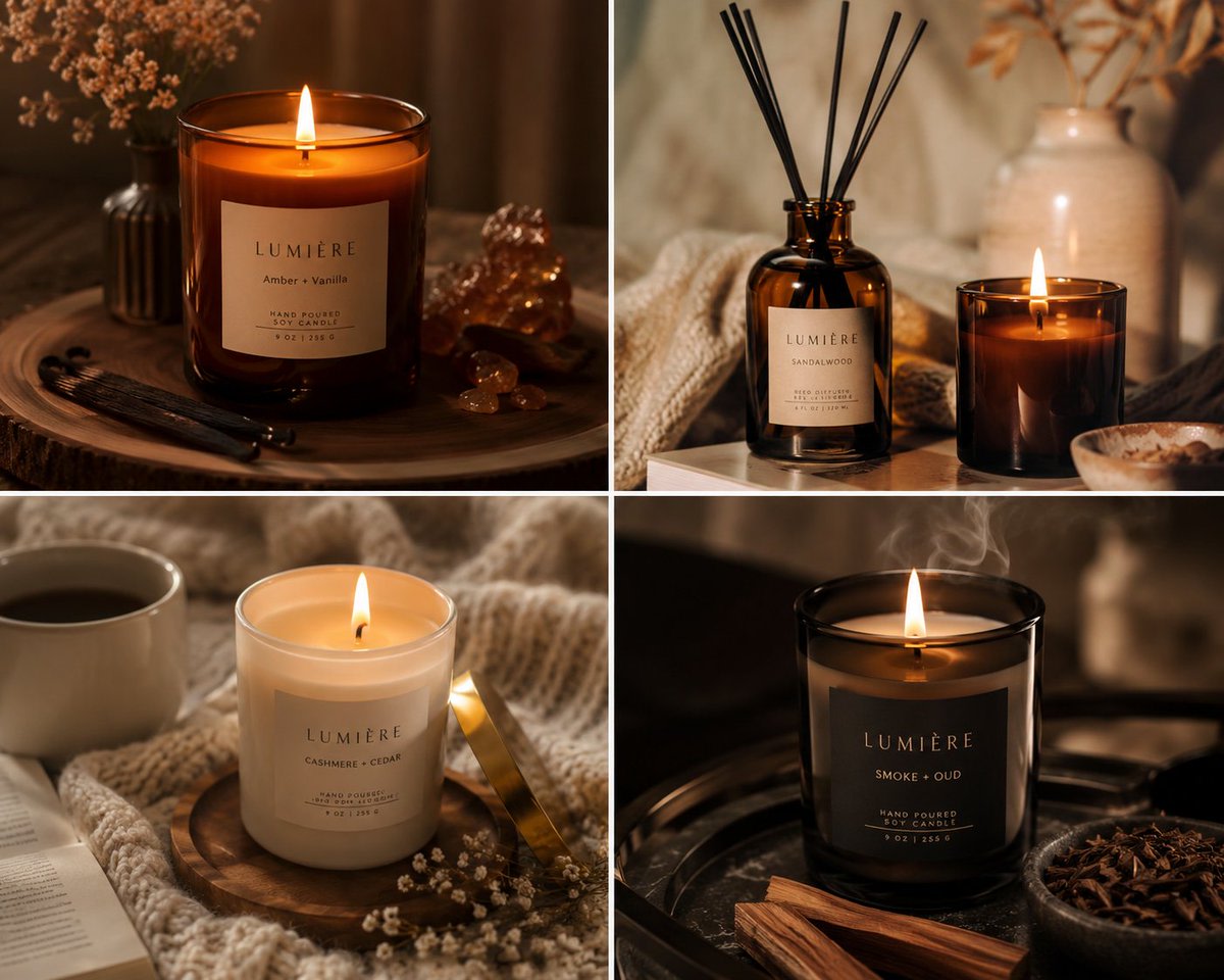 Luxury Candle Product Photography AI image template preview
