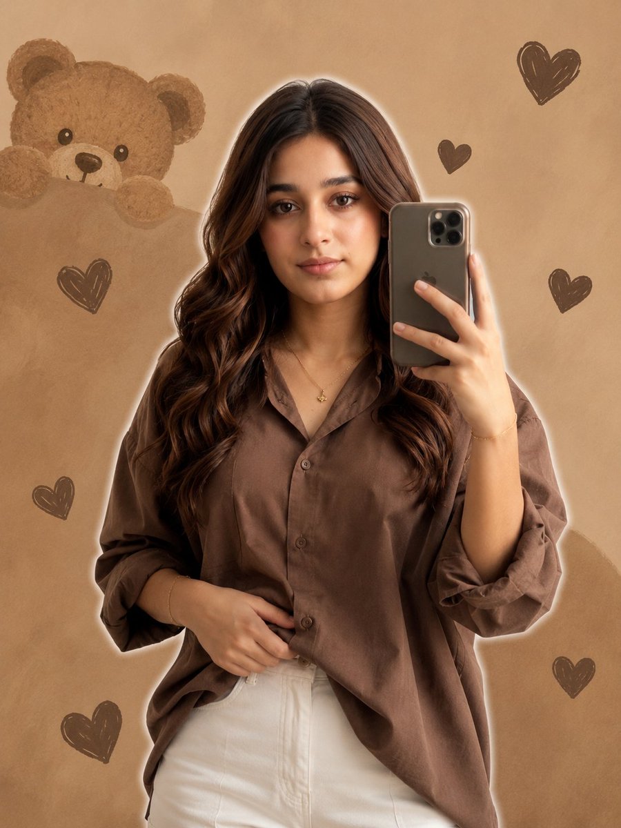 Realistic Girl Mirror Selfie AI image template preview