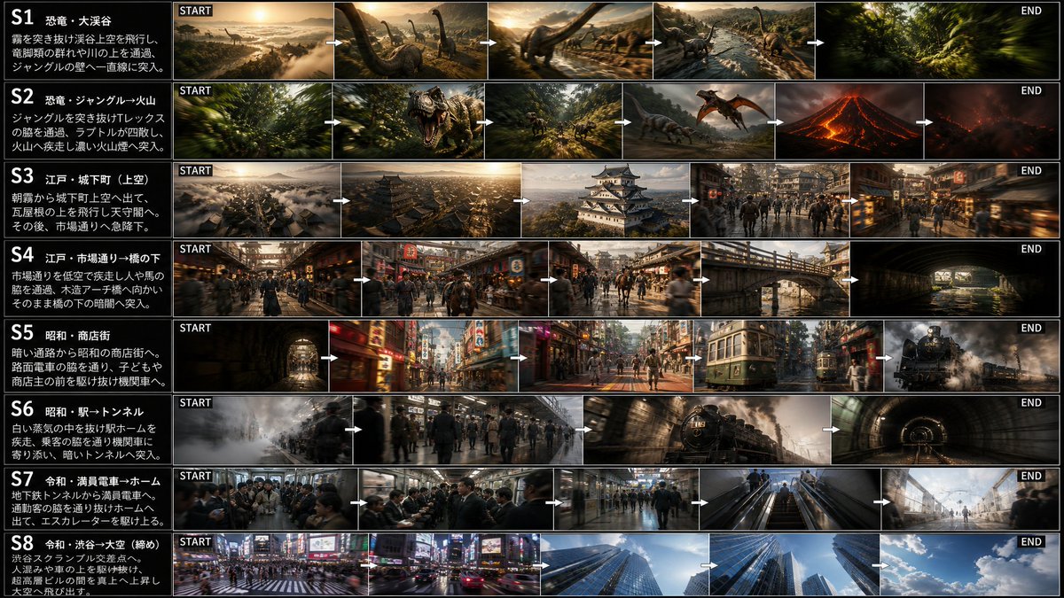 Multi-Era Cinematic FPV Storyboard AI image template preview