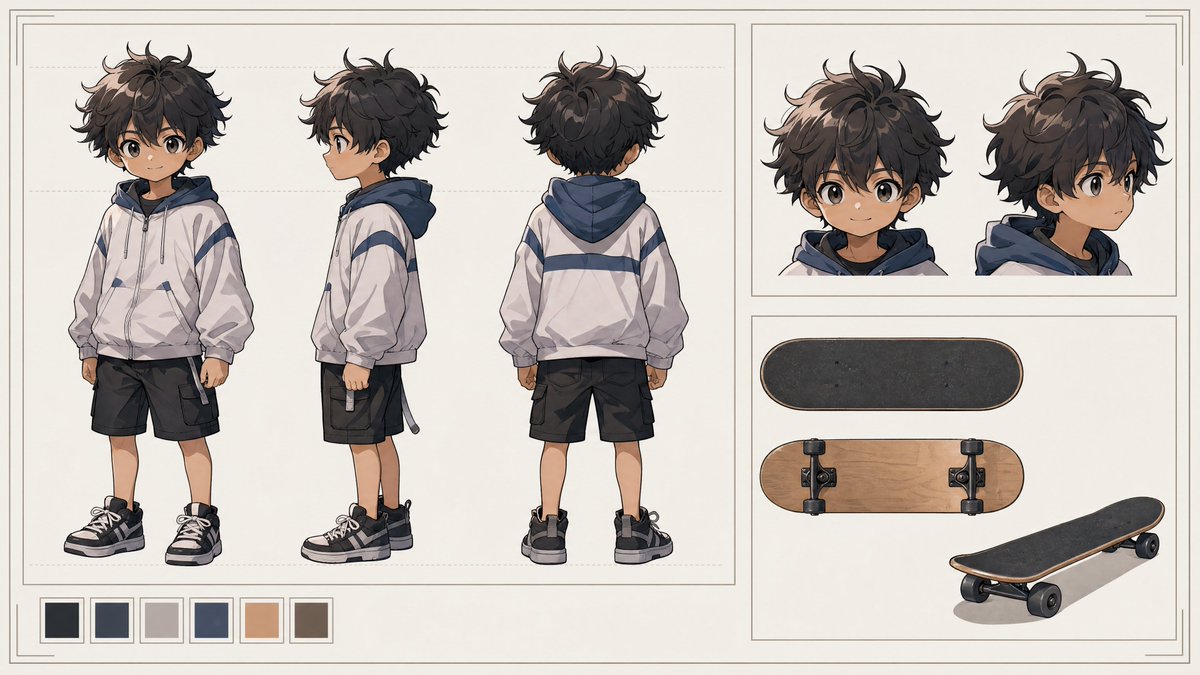 Tiny Boy Character Sheet AI image template preview