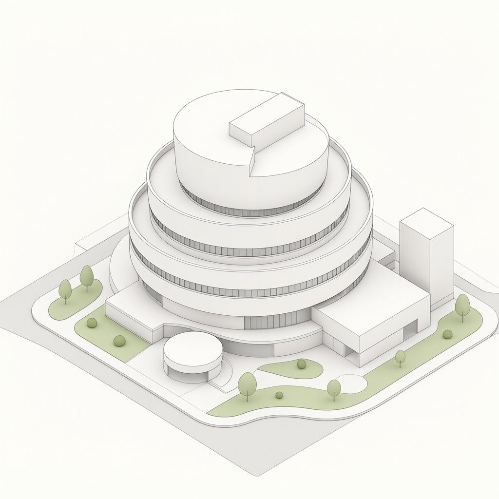 Isometric Circular Museum Architecture AI image template preview