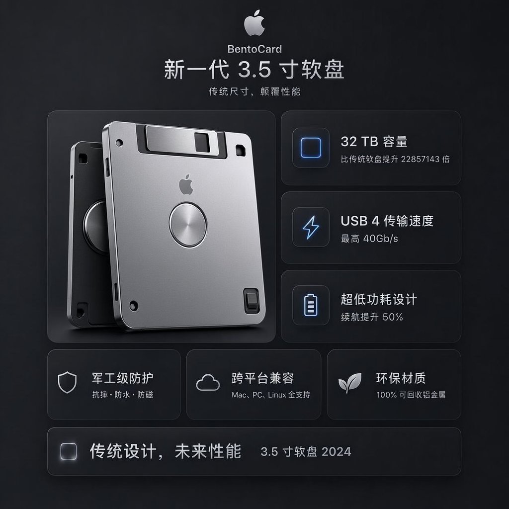 Futuristic BentoCard Floppy Ad AI image template preview