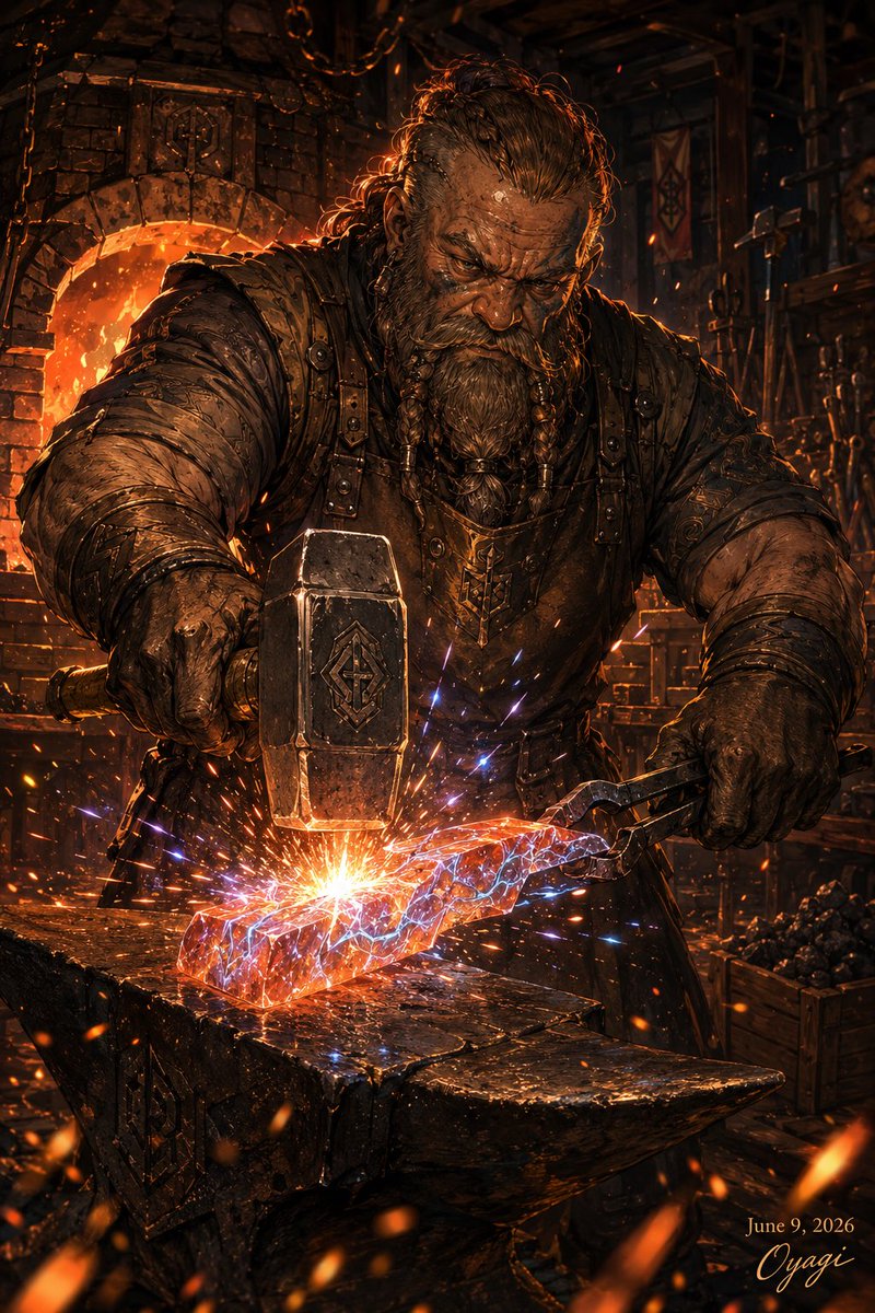 Fantasy Blacksmith Forge Scene AI image template preview
