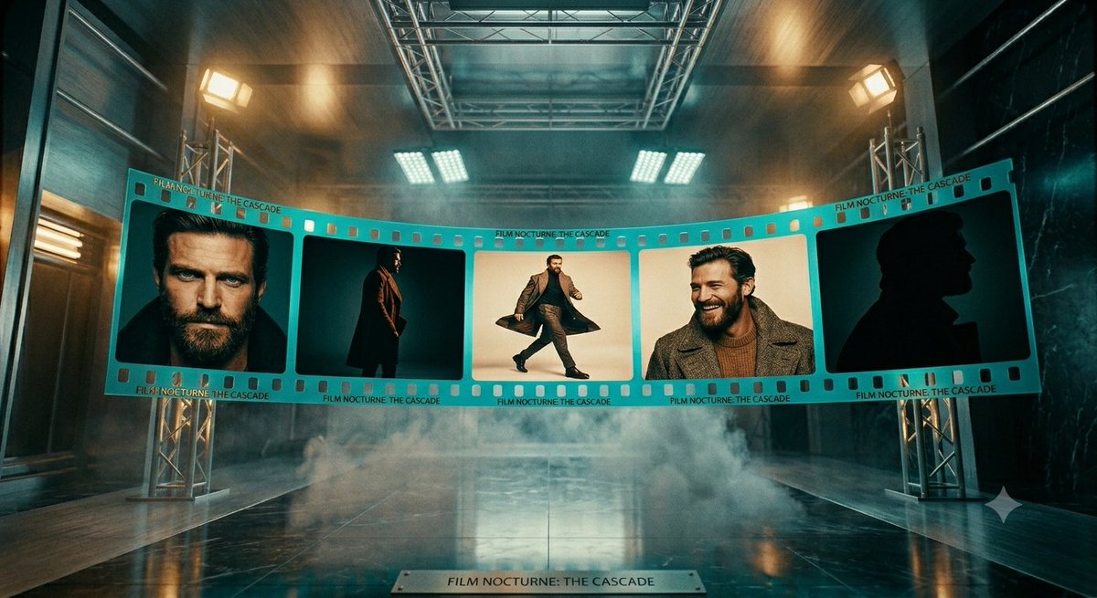Cinematic Noir Film Strip Display AI image template preview