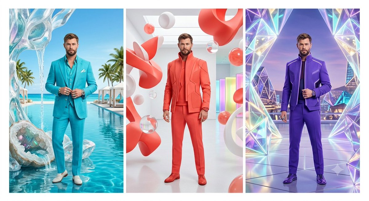 Surreal Menswear Triptych AI image template preview