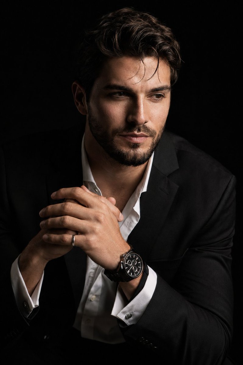 Hyper-Realistic Chiaroscuro Portrait AI image template preview