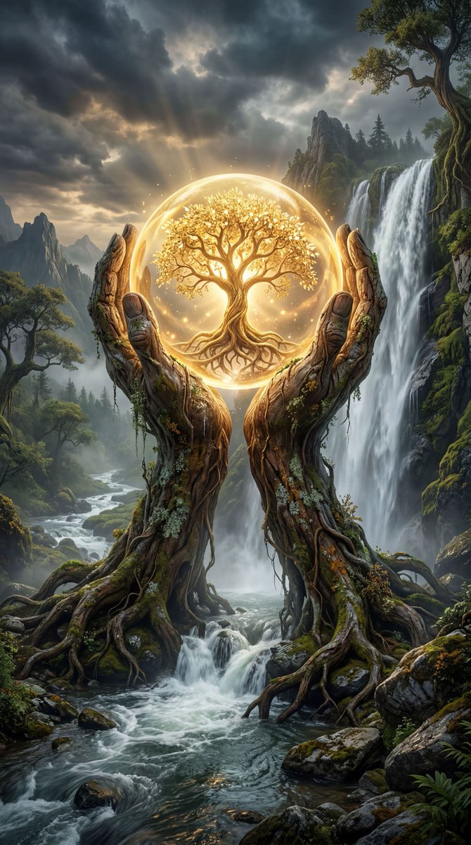 Mystical Tree of Life Landscape AI image template preview