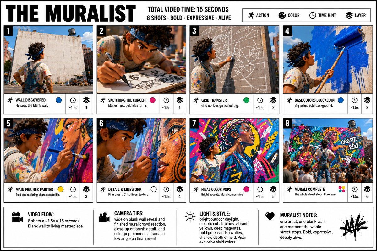 Pixar Style Movie Storyboard Poster AI image template preview