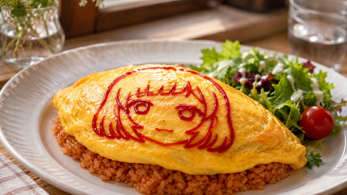 Anime Ketchup Omurice Art AI image template preview
