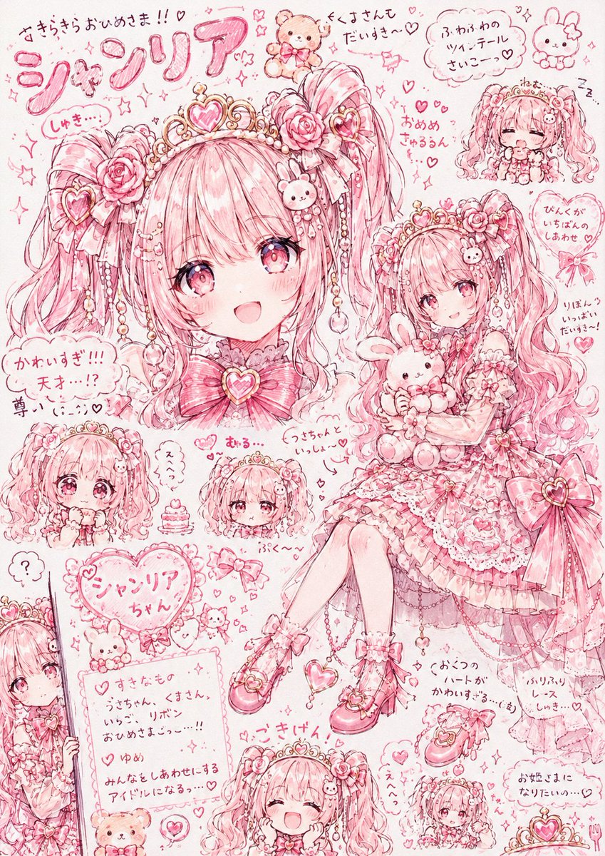 Pink Princess Idol Character Collage AI image template preview