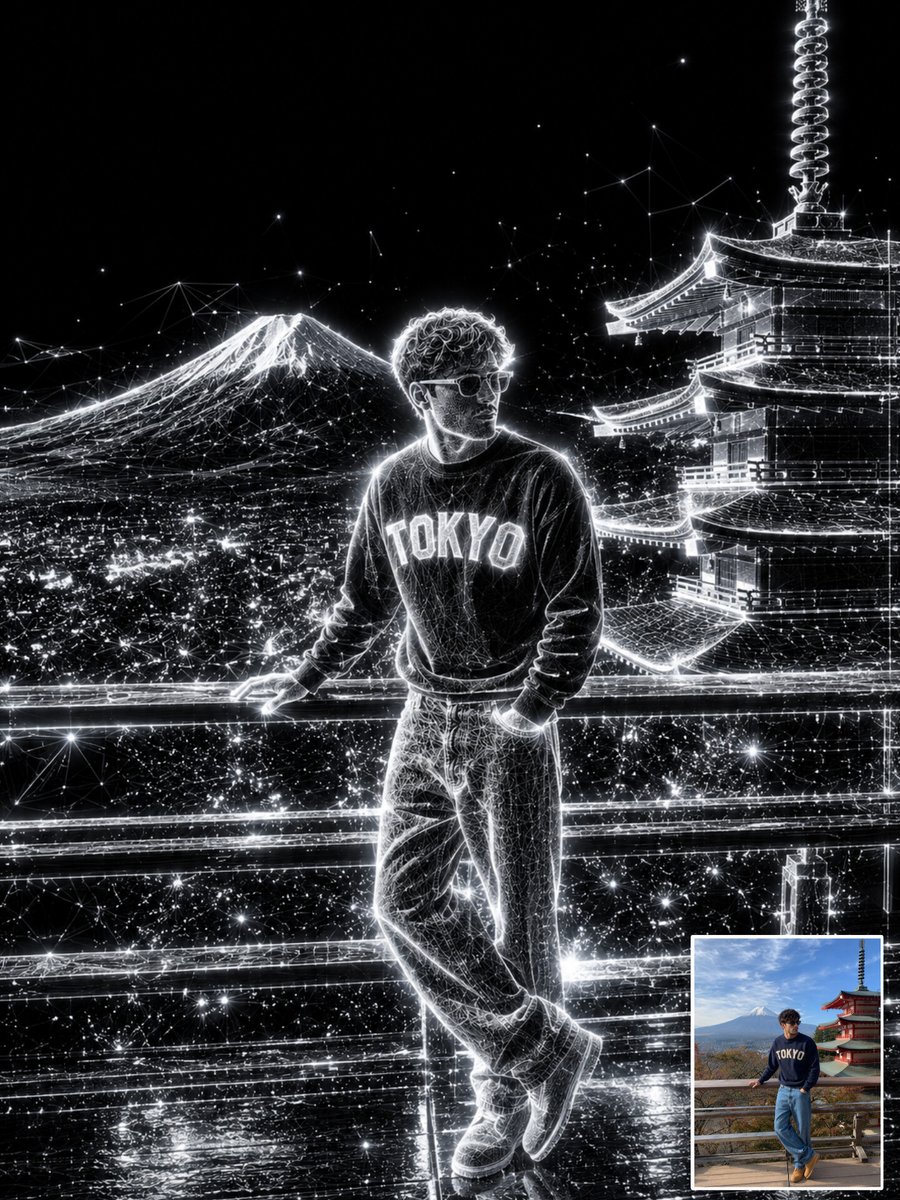 Holographic Wireframe Character Art AI image template preview