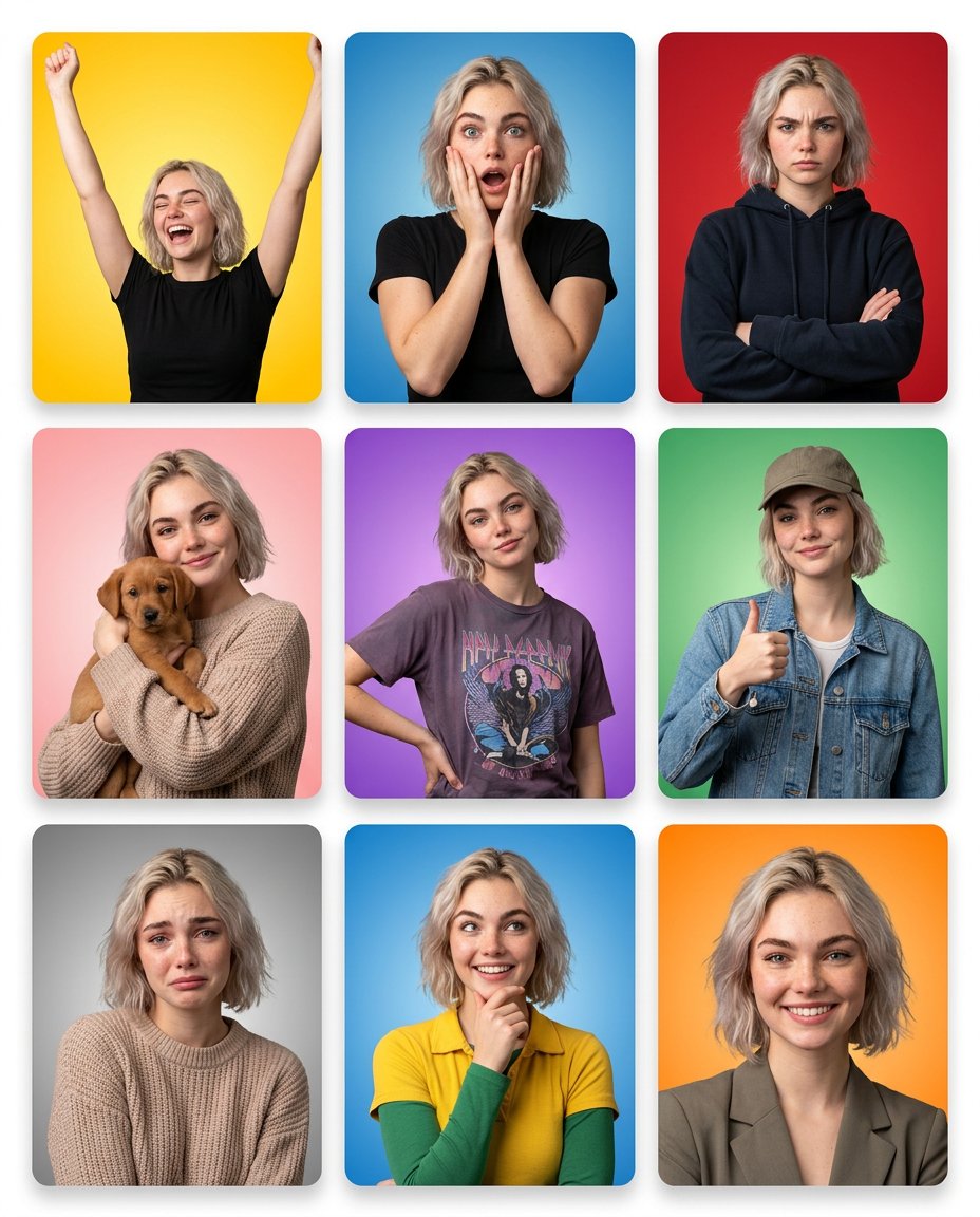 Multi-Panel Emotional State Grid AI image template preview