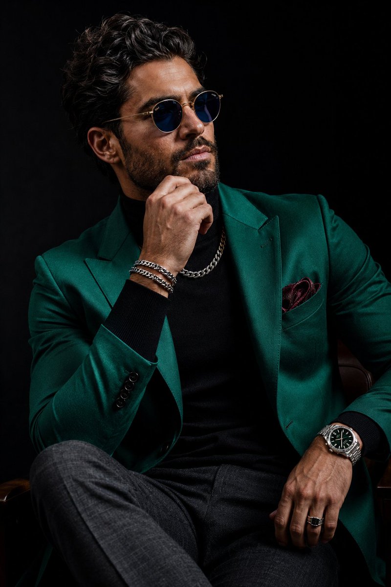 Luxury Menswear Editorial Portrait AI image template preview