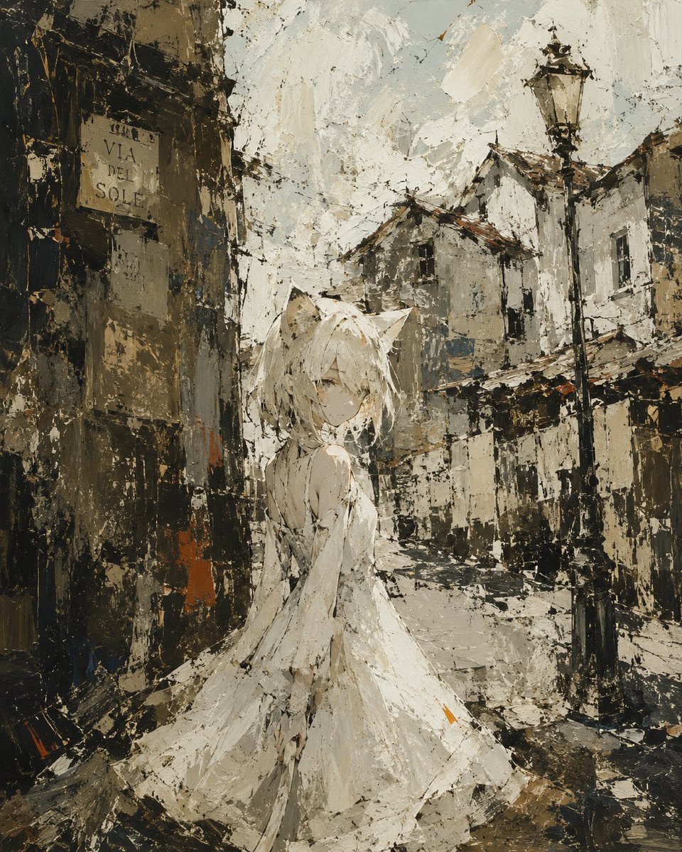 Rough Oil Painting Style Illustration AI image template preview