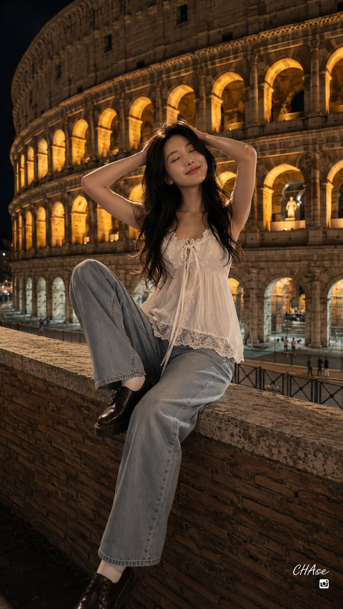 Colosseum Night Portrait Shoot AI image template preview
