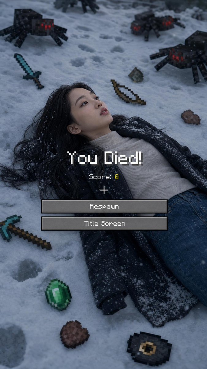 Minecraft Death Screen Portrait AI image template preview