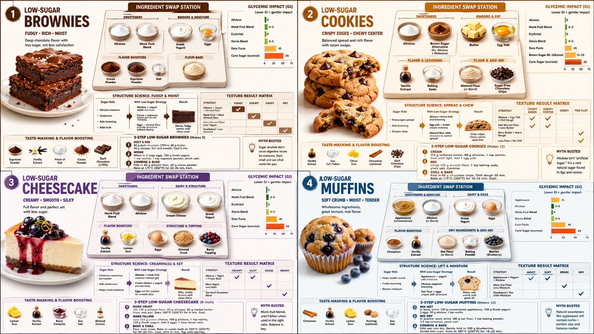 Low Sugar Dessert Science Infographic AI image template preview