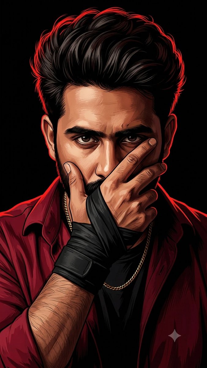 Mysterious Red Rim Lighting Portrait AI image template preview