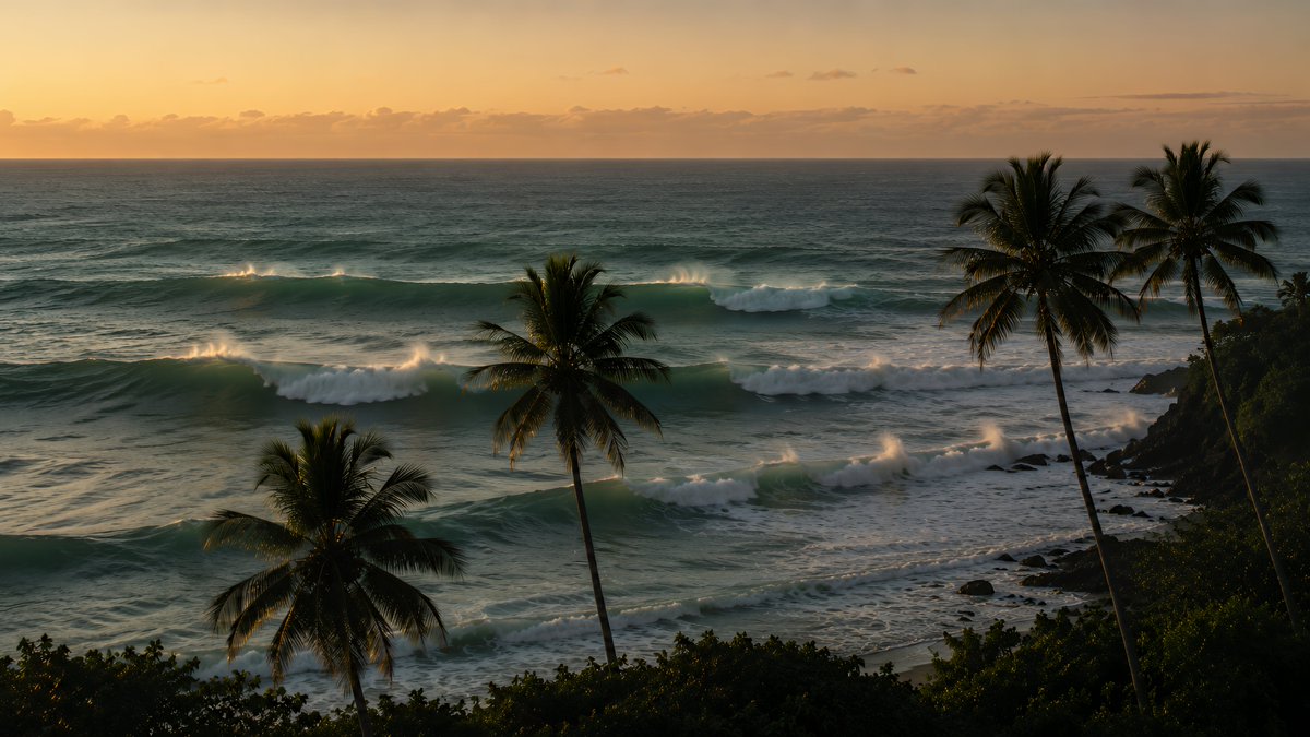 Tropical Sunset Ocean Wallpaper AI image template preview