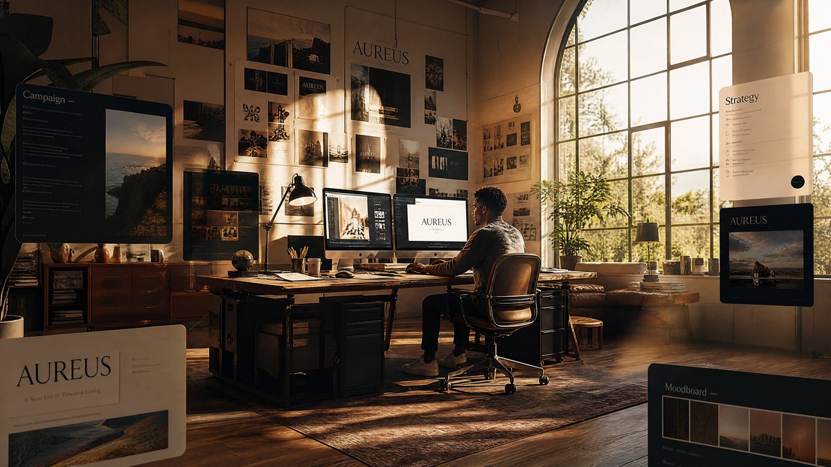 Golden Hour Brand Design Studio AI image template preview