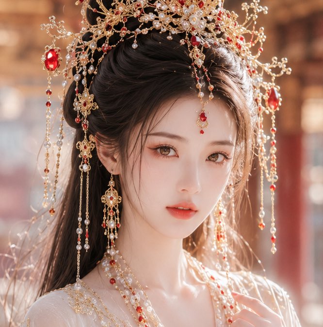 Ornate Chinese Bridal Portrait AI image template preview