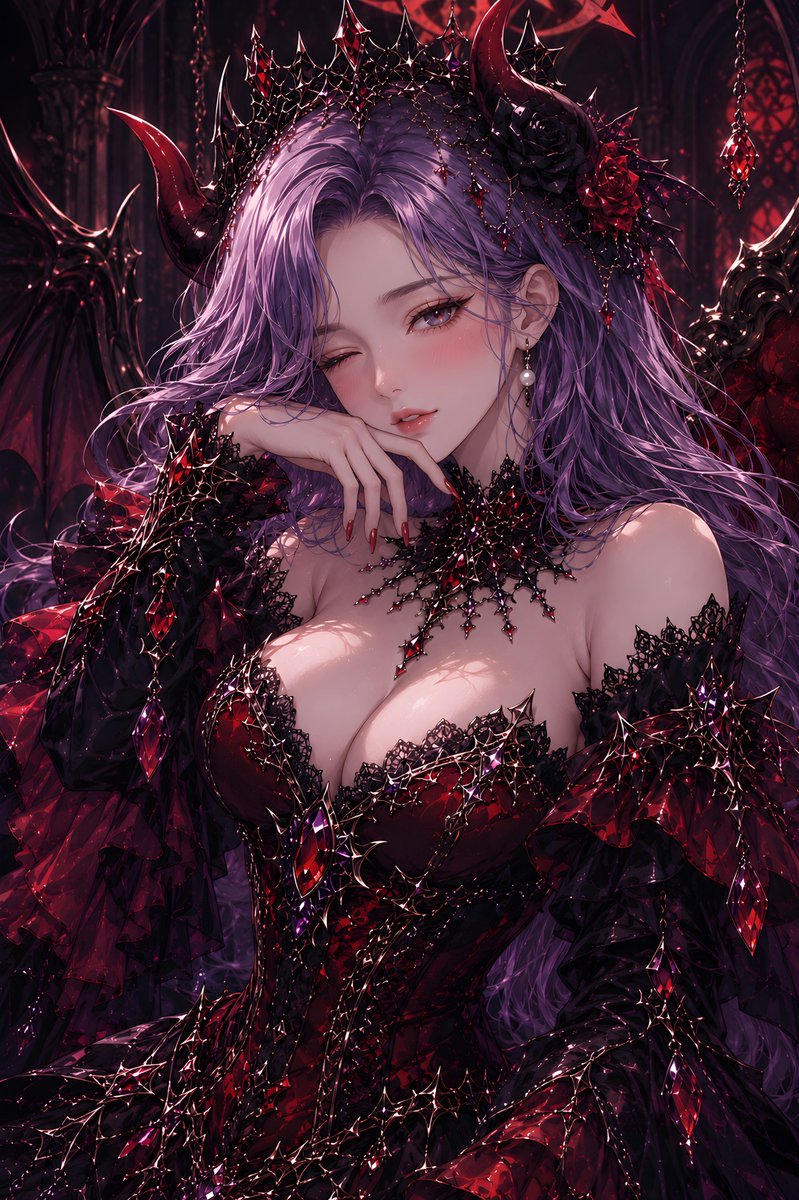 Gothic Demon Queen Portrait AI image template preview