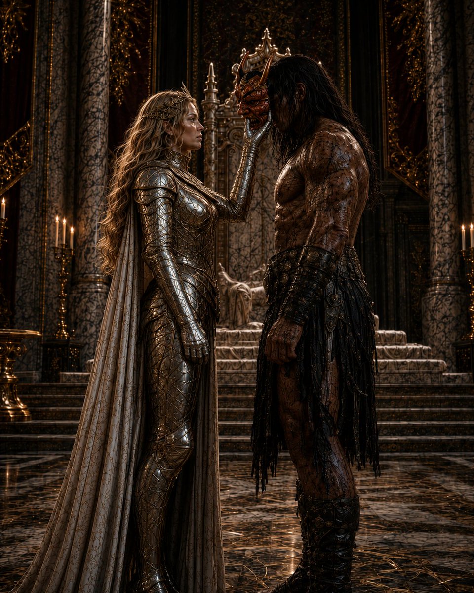 Masked Gothic Throne Encounter AI image template preview