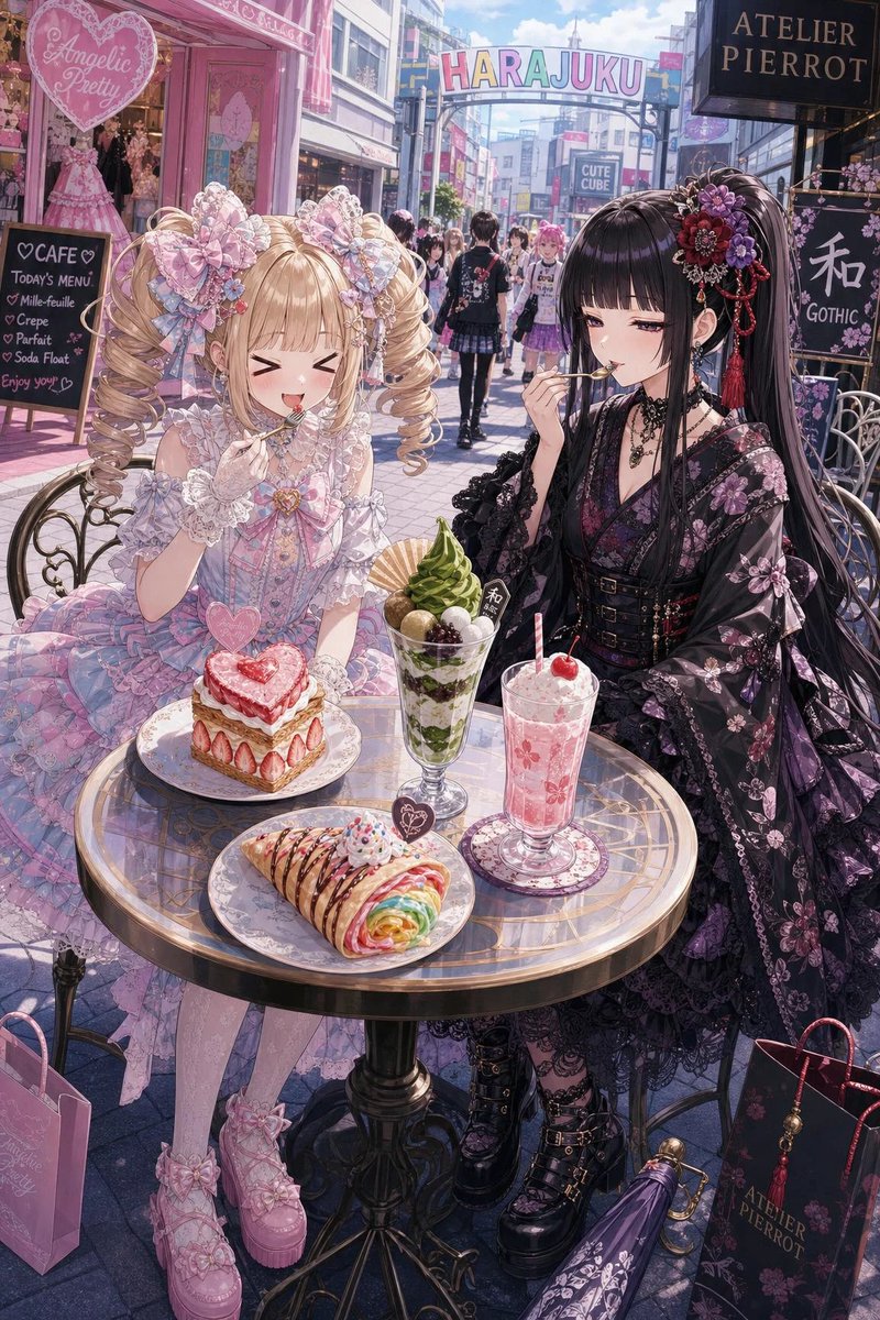 Harajuku Sweet Lolita and Wa-Gothic Café AI image template preview