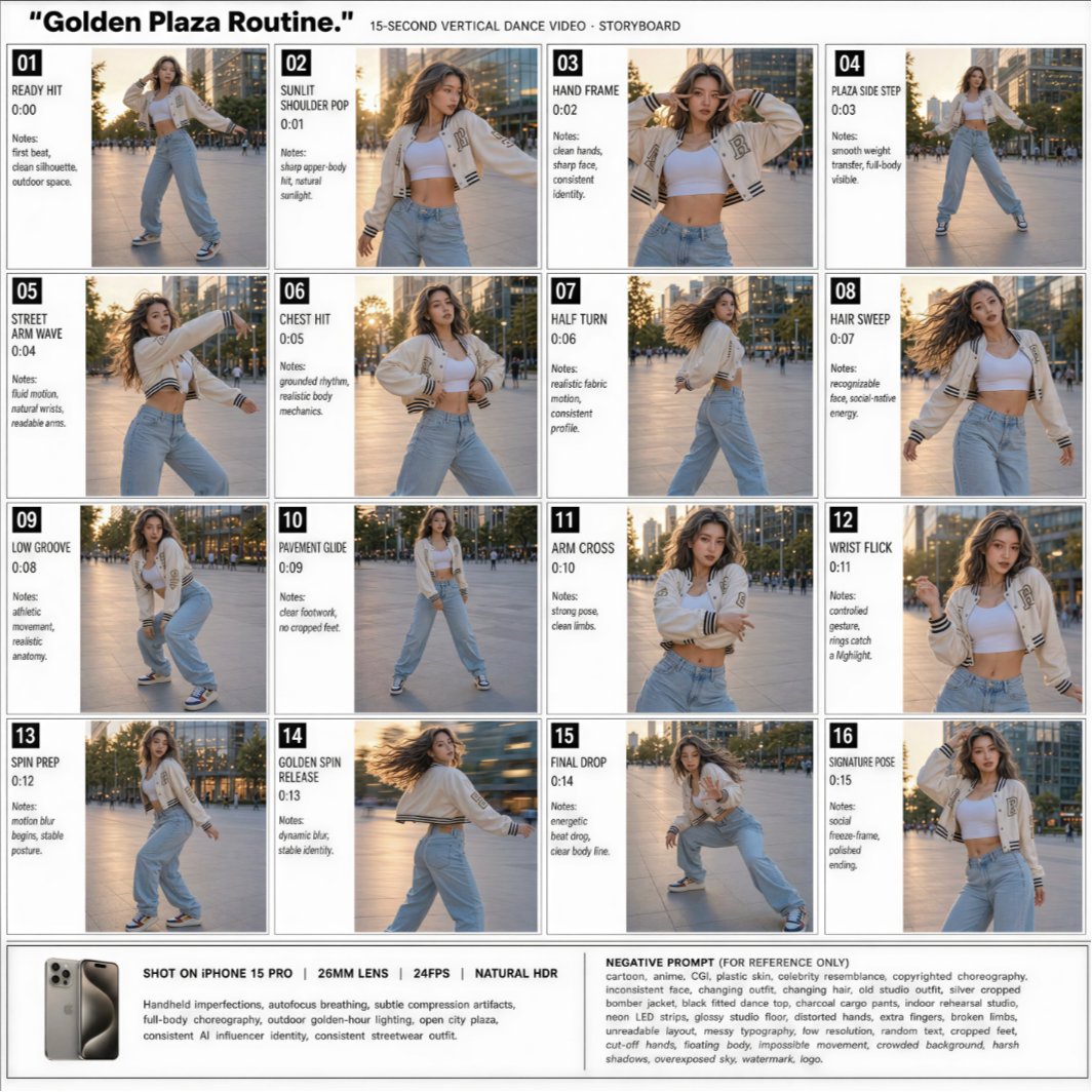 Golden Plaza Dance Storyboard AI image template preview