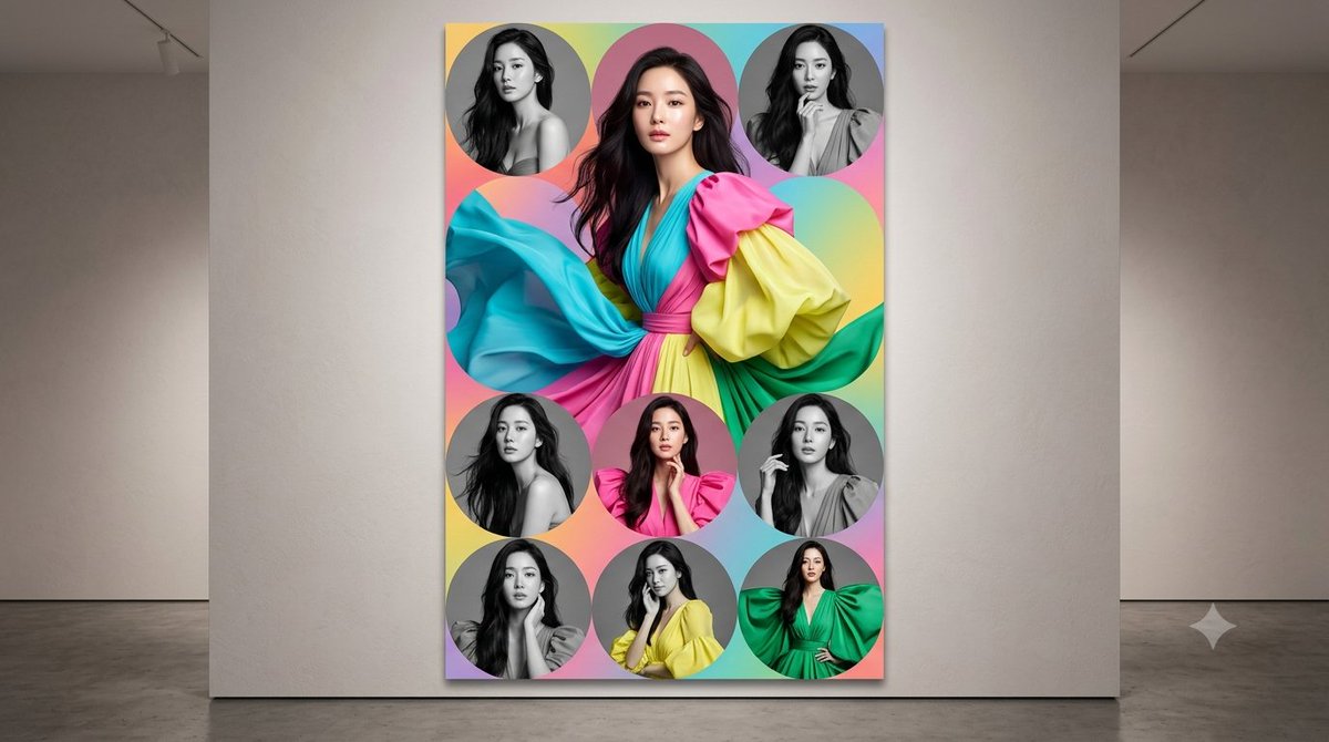 Anonymized Fashion Collage Poster AI image template preview
