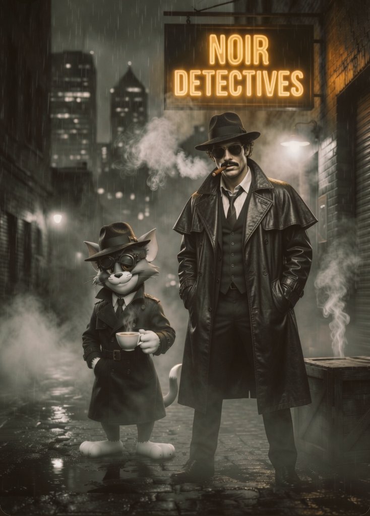 Noir Detective Film Masterpiece AI image template preview