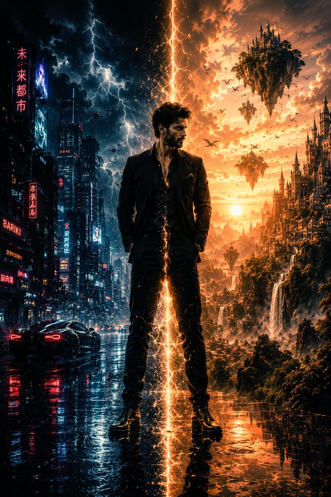 Epic Sci-Fi Parallel Worlds Artwork AI image template preview