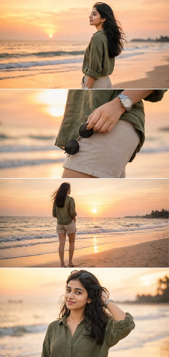 Premium Instagram Beach Photoshoot Collage AI image template preview