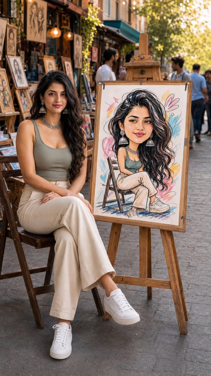 Art Street Market Caricature Portrait AI image template preview