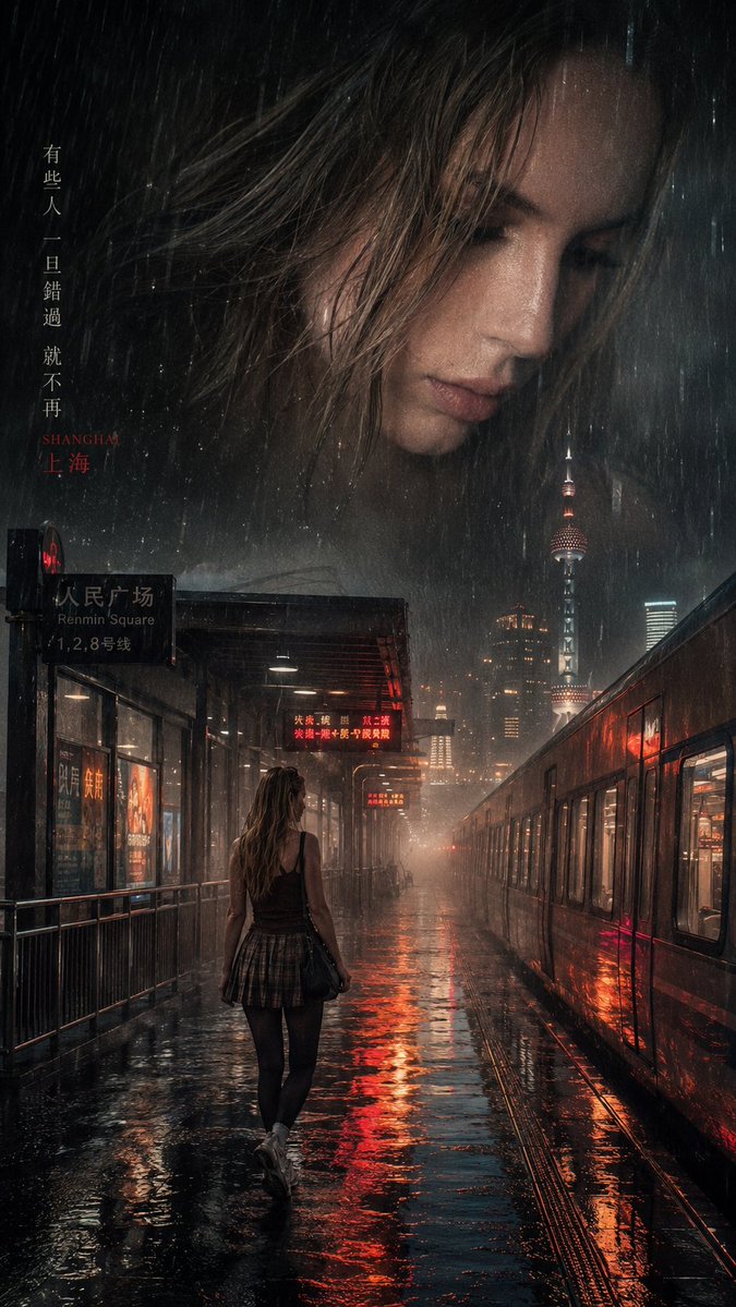 Double Exposure Movie Poster AI image template preview