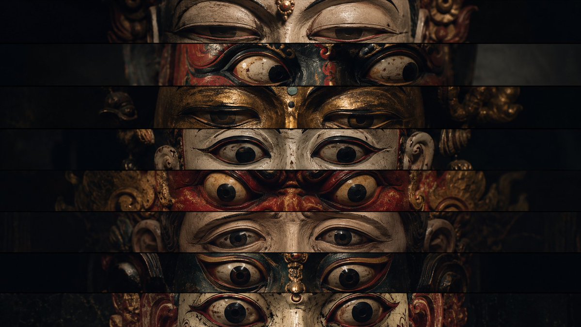 Surreal Theatrical Mask Collage AI image template preview