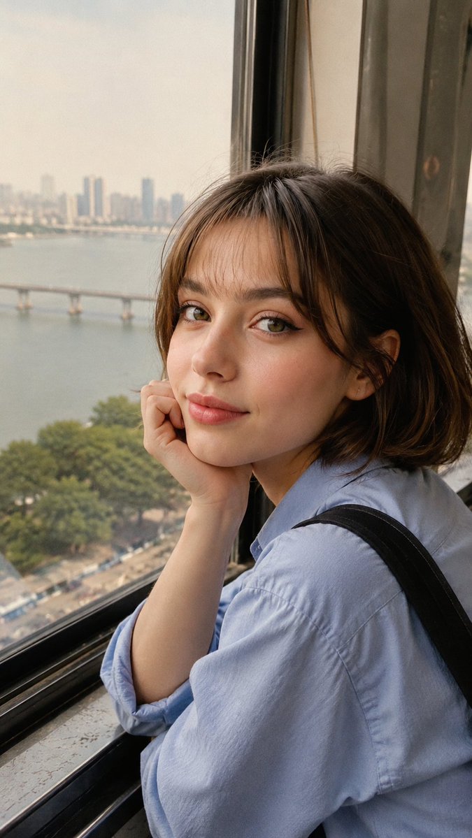Candid Travel Portrait in Seoul AI image template preview