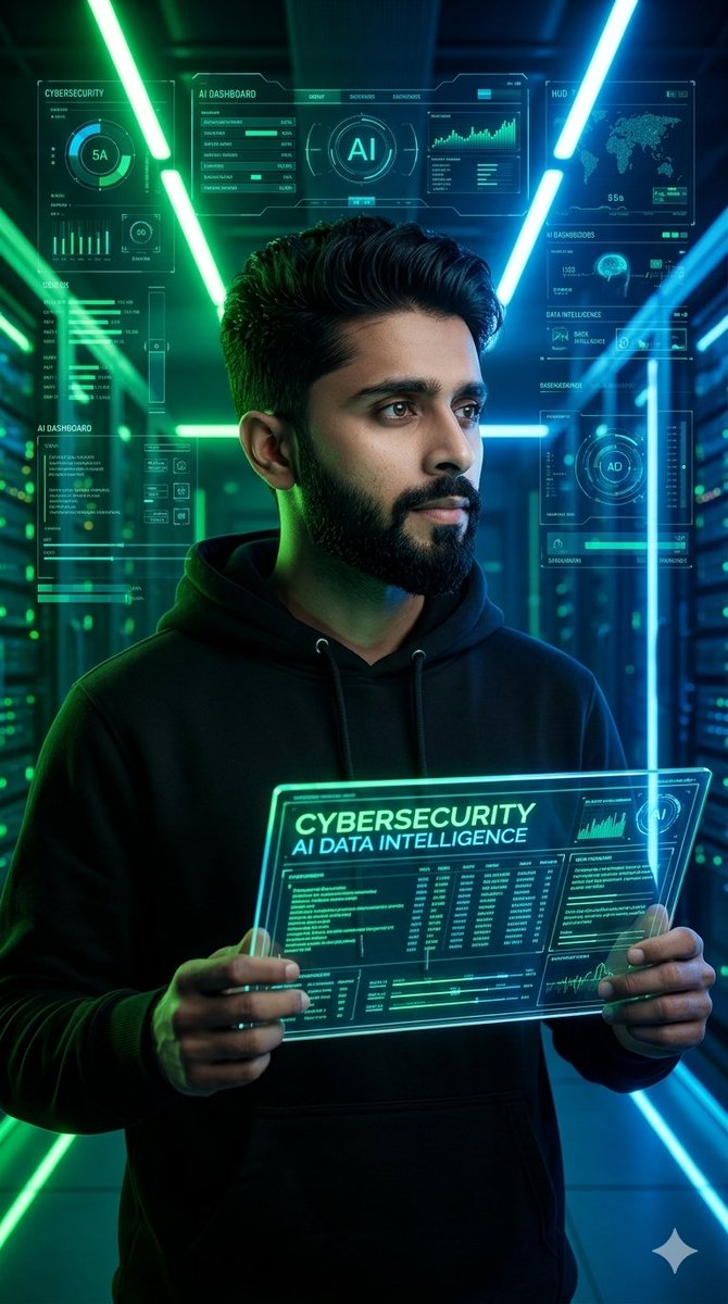 Cyberpunk AI Entrepreneur Portrait AI image template preview