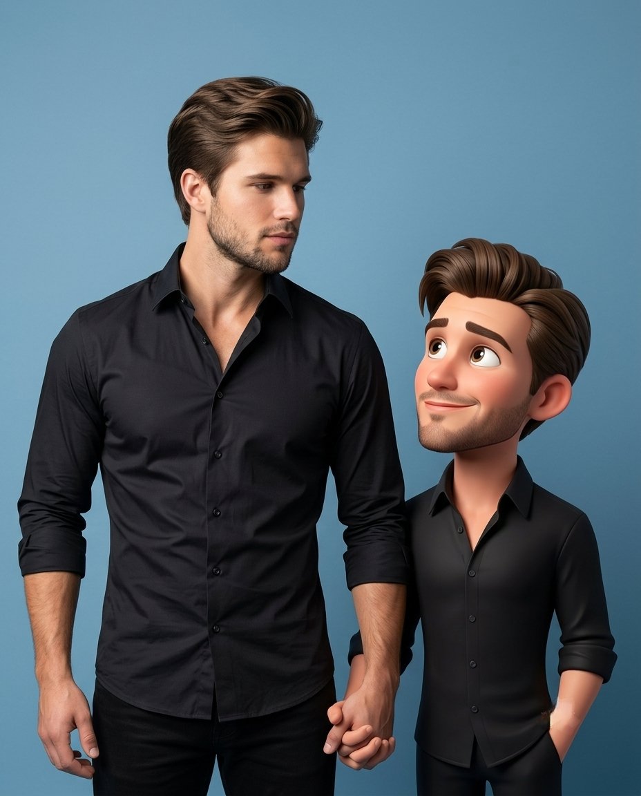 3D Caricature Companion Effect AI image template preview