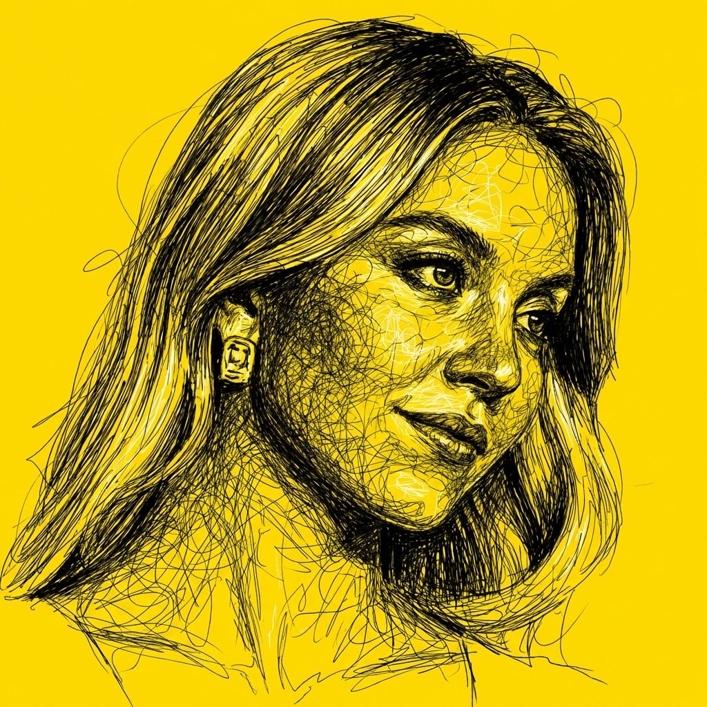 High Contrast Scribble Art Portrait AI image template preview