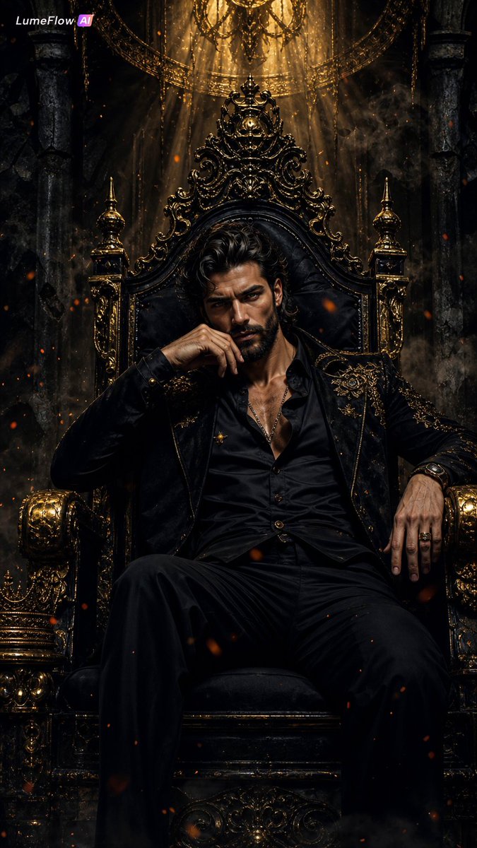 Dark Fantasy King Throne Portrait AI image template preview